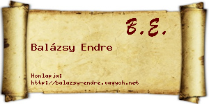 Balázsy Endre névjegykártya